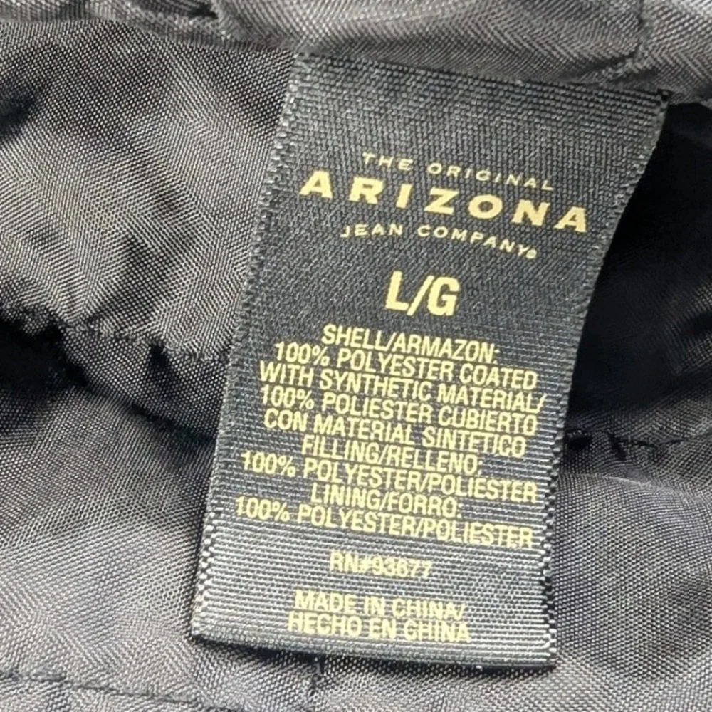 Arizona Jean Company Mens Faux‎ Leather Jacket Black Full Zip L G Ribbed Collar